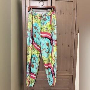 VINTAGE Printed Boho large flowy jogger pants resort hippy boho MADE IN INDIA